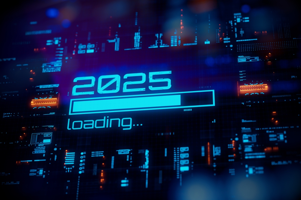 Digital image of 2025 and a loading message and bar