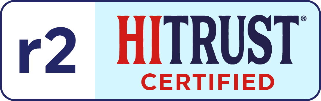HITRUST r2 Certification Logo signaling healthcare cloud compliance. 